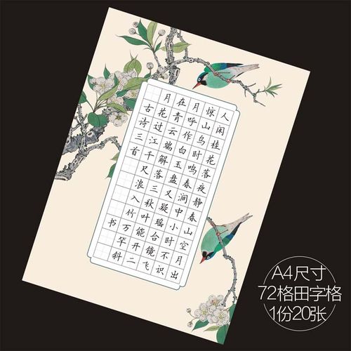 硬笔书法纸 作品纸 练习纸钢笔书写纸 田字格 a4  72格