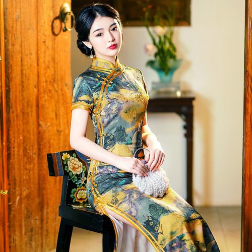 改良老上海旗袍2021年新款夏季端庄大气中国风连衣裙