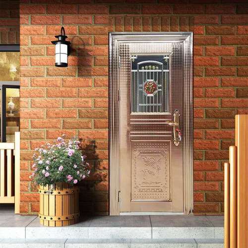 半玻豪华彩板不锈钢门单开半玻门玫瑰金花枝不锈钢门室内门防晒