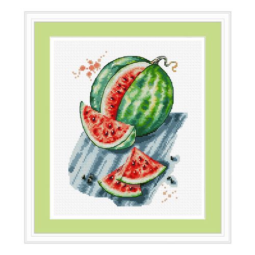 小小鱼dmc绣线十字绣套件 s322夏天的西瓜 印花餐厅挂画手工绣