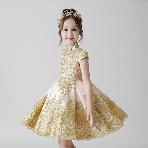 儿童礼服女童模特走秀花童生日公主蓬蓬纱裙女孩小主持人表演礼服