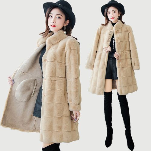 丹麦貂绒呢子外套女2022冬季新款高端气质中长款加厚时尚毛呢大衣