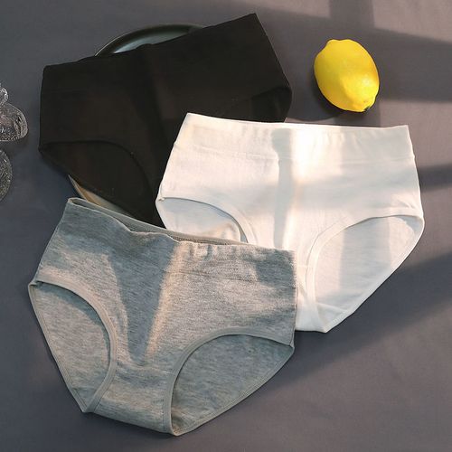 1-3 内裤女纯棉韩版日系少女学生女士透气中腰黑色白色三角裤底裤