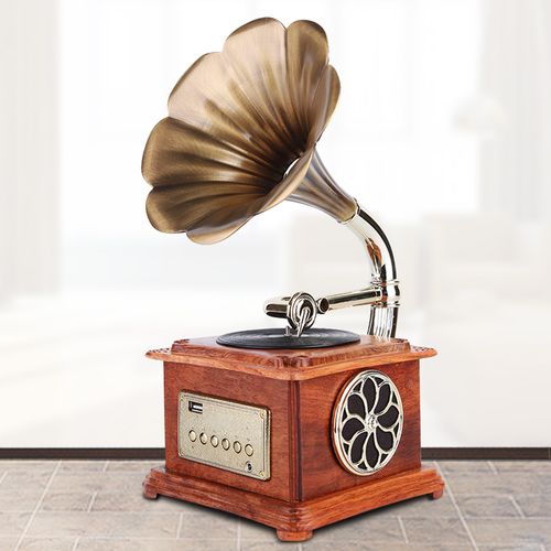 复古留声机黑胶老式仿古欧式实木蓝牙音响客厅送礼摆件古典电唱机