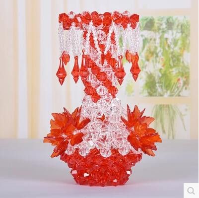 diy手工串珠花瓶 材料包 透明仿水晶 吊坠花瓶大号成品送视频教程