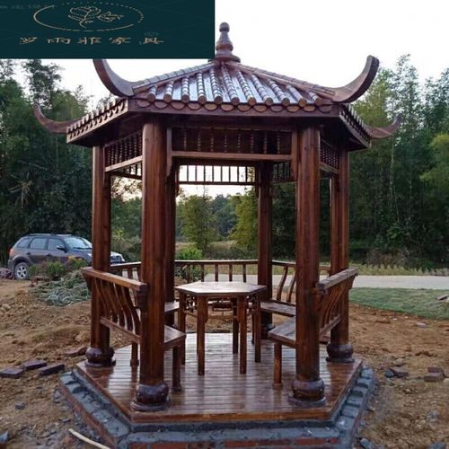 凉亭室外别墅简易庭院户外六角仿古亭子防腐木花园公园亭子远地区不发
