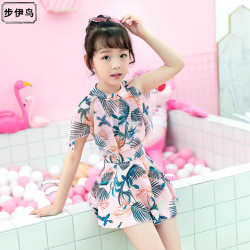 儿童游泳衣女公主可爱学生13岁泳衣女童模特走秀个性