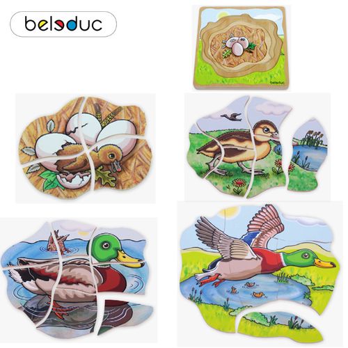 德国beleduc贝乐多3d立体拼图拼板多层拼图-鸭子动物成长过程拼图