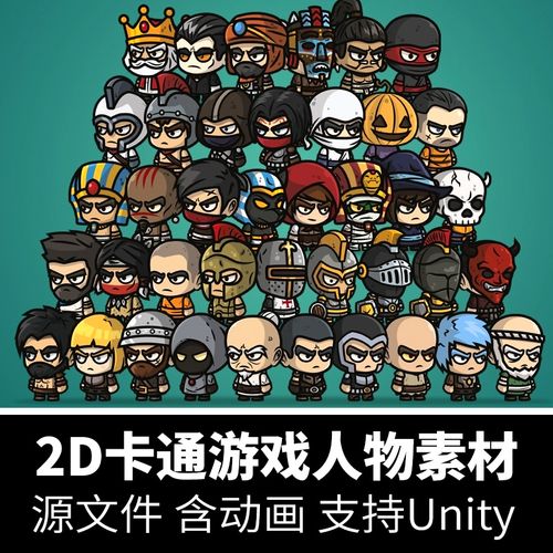 2d游戏角色素材横版卡通半头身人物动作动画png图片序列帧unity