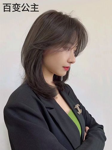 假发女中长发真人发丝偏分层次锁骨发蓬松自然韩式发型全头套假发