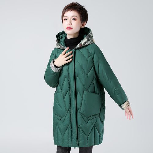 水淼2021年秋冬装新款嘉彩女装正品水云间韩版中长大码保暖羽绒服