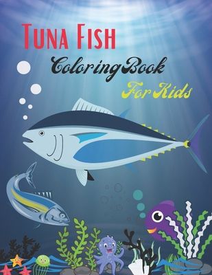 【预售】tuna fish coloring book for kids: 45  fish page.