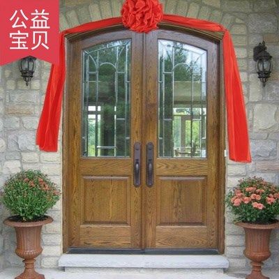 门球结婚大红门彩入伙喜庆红新房红布挂装饰大门布布
