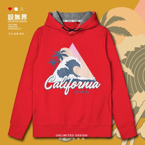 设无界 加州california梦幻海景连帽卫衣男女ins小清新男装秋衣服