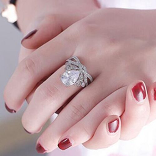 【七i夕】银戒指女钻戒指angelababy同款戒指潮人夸张