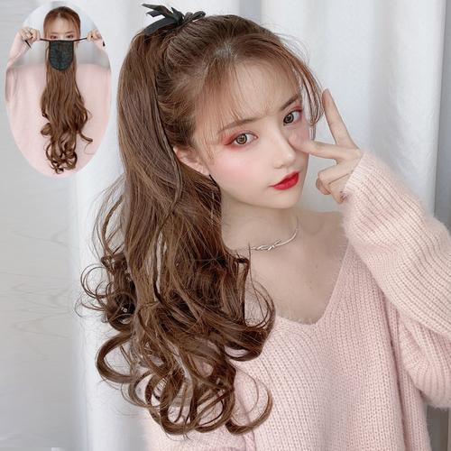 假发女长发马尾绑带式长卷发大波浪辫子网红高马尾