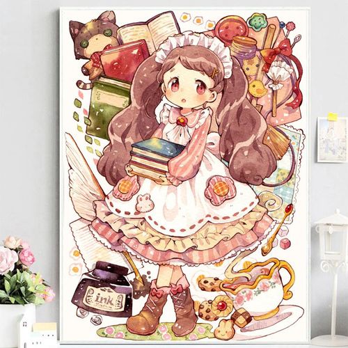 钻石画满钻卡通可爱少女治愈田园女孩客厅房间儿童手工贴钻十字绣