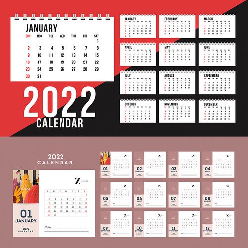 2022年虎年挂历简约公司日历台历模板ai矢量设计源文件素材图s696