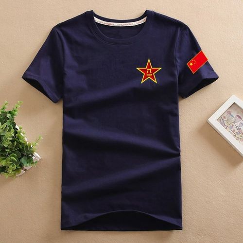带有中国国旗的五星红旗定制军迷短袖特种兵陆军解放