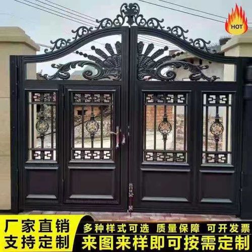 德燚铝合金门铝艺别墅大门定制欧式庭院门院墙门对开门围墙入户门 来