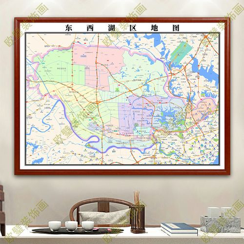 武汉东西湖区地图挂图行政交通地形街道电子带框2022地图超大定制