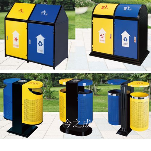 不锈钢环保分类户外垃圾桶可回收不可回收果皮箱室外物业垃圾双筒