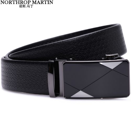 诺斯马丁2022时尚西装皮带男士商务正装休闲学生裤腰带自动扣 黑色