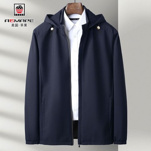美国苹果秋冬男士外套中年男装爸爸装连帽休闲夹克上衣春秋季衣服
