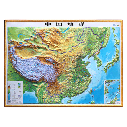 中国地形图 立体地图 约1.1米x0.8米  3d凹凸沙盘模型