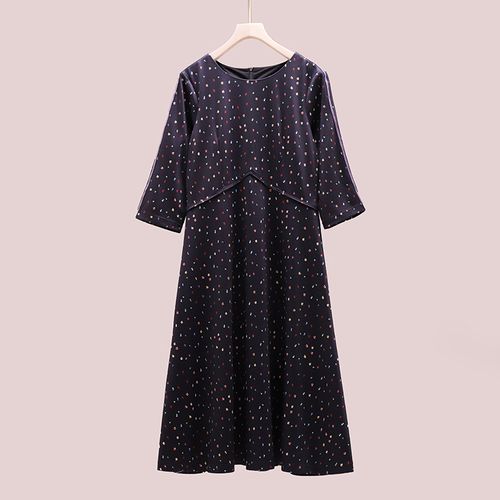 皇冠敦奴女装官方旗舰店专柜正品清仓折扣代购2021秋款中长连衣裙