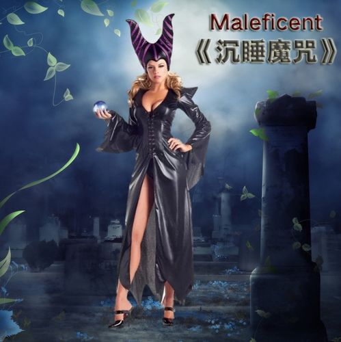 万圣节演出服沉睡魔咒黑魔后cosplay服黑法魔女装女王舞会派对装z