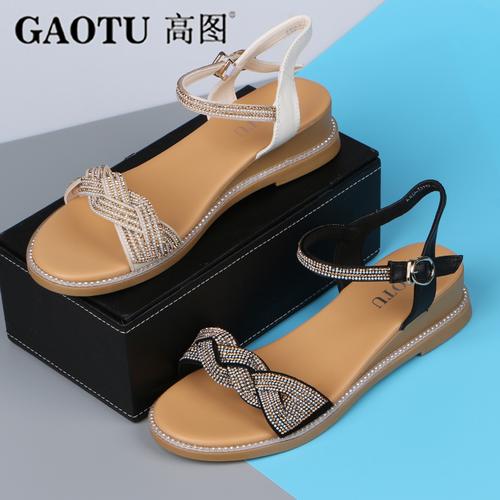 高图2021夏季新款真皮时尚舒适女鞋时尚软底露趾一字扣6102-32112