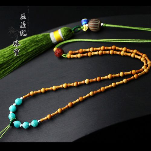 橄榄核竹节流苏珠链男女diy手编项链绳天河石吊坠挂绳挂件绳