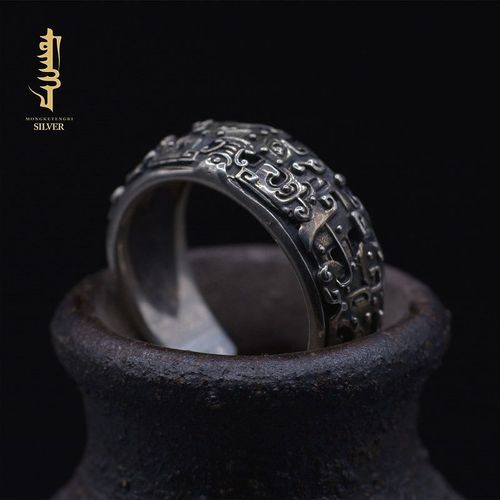 神兽饕餮开口戒指s925纯银指环个性潮人复古霸气男女款情侣礼物