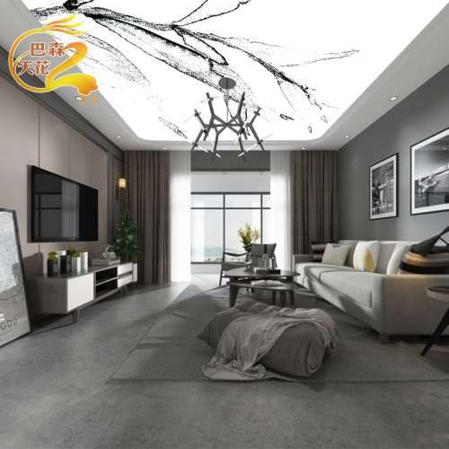 2020流行装修黑白灰轻奢线条美软膜天花透光膜灯箱吊顶