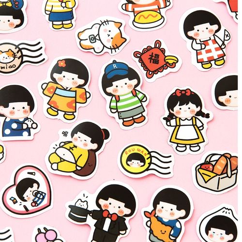 卡通可爱娃娃贴纸包儿童成长手册幼儿园手抄小报宝宝相册装饰素材