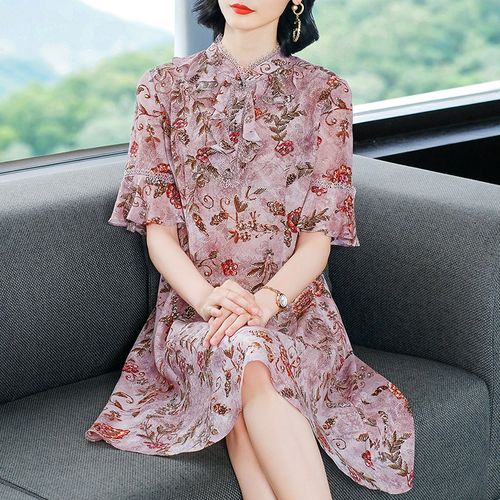 真丝连衣裙子女装2021夏季新款桑蚕丝复古改良年轻款式旗袍中国风