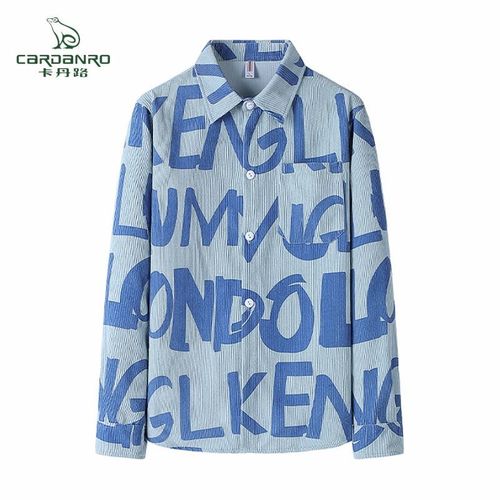 cardanro卡丹路春秋季衬衫男士休闲方领衬衣潮流上衣宽松商务男装