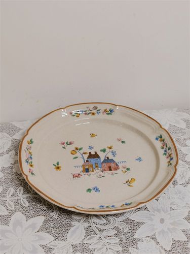 vinatge古董杂货|日本yamaka中古田园小房子印画陶瓷盘|家居摆件