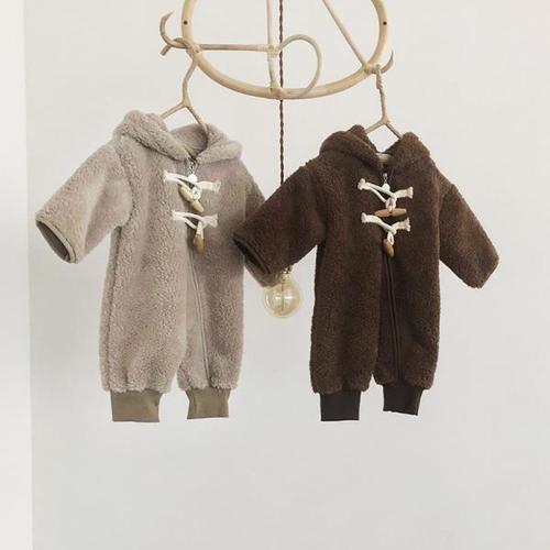 现货宝宝连体衣冬毛绒绒保暖爬服韩版20婴儿衣服超萌加厚外出服