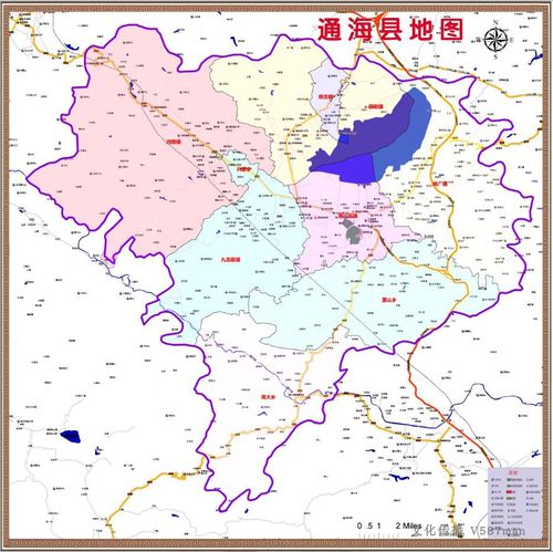 2021年11月云南玉溪通海县百度版行政交通旅游乡镇分布地图1x1m