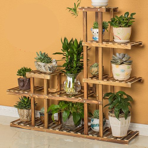 集特实木花架防腐落地室内植物架阳台客厅多肉花架多层花盆架子