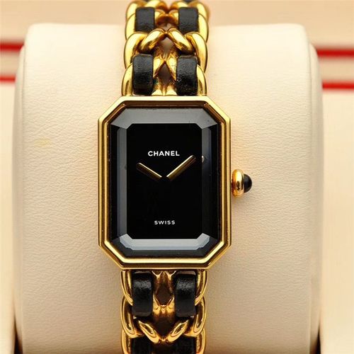 【二手95新】香奈儿/chanepremiere系列石英女表方糖黑金女士腕表  l