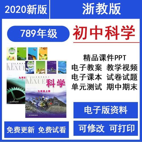 浙教版初中科学七八九年级上下册教学视频ppt课件教案试卷电子版