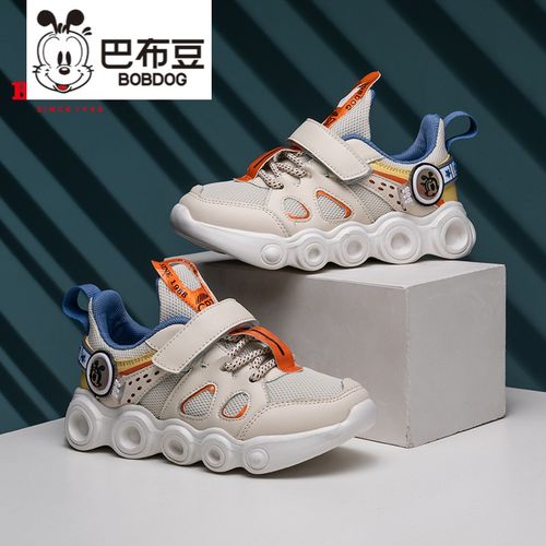 巴布豆品牌2021新款男童鞋新款春秋季男孩透气网面儿童运动鞋旗舰女
