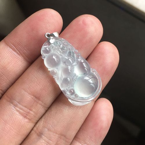 翰翡珠宝 翡翠吊坠 葫芦貔貅挂件 冰种飘花福禄寿如意双面雕刻