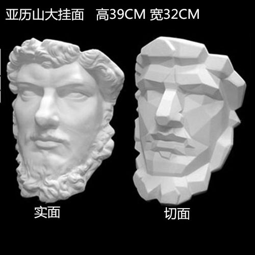 亚历山大挂面石膏像切面实面美术教学画室素描练习亚历山大石膏像