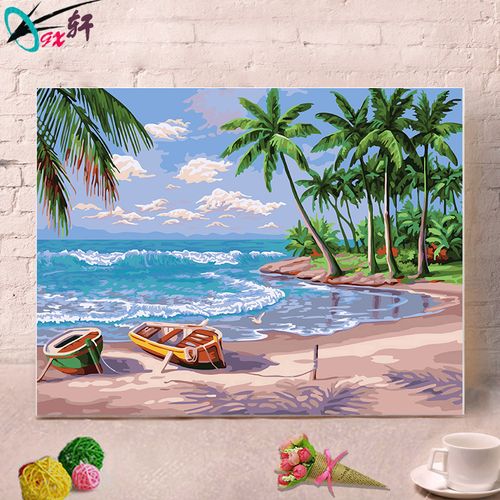 个性轩 diy数字油画填色画 定做手绘客厅装饰画风景画