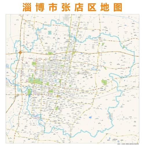 淄博市张店区街道地图 高清定制办公会议室挂图城市2022年1月更新