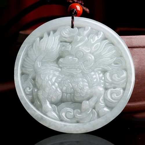 捡漏拍卖 天然缅甸a货翡翠麒麟送福冰种玉石吊坠招财挂件玉佩玉器